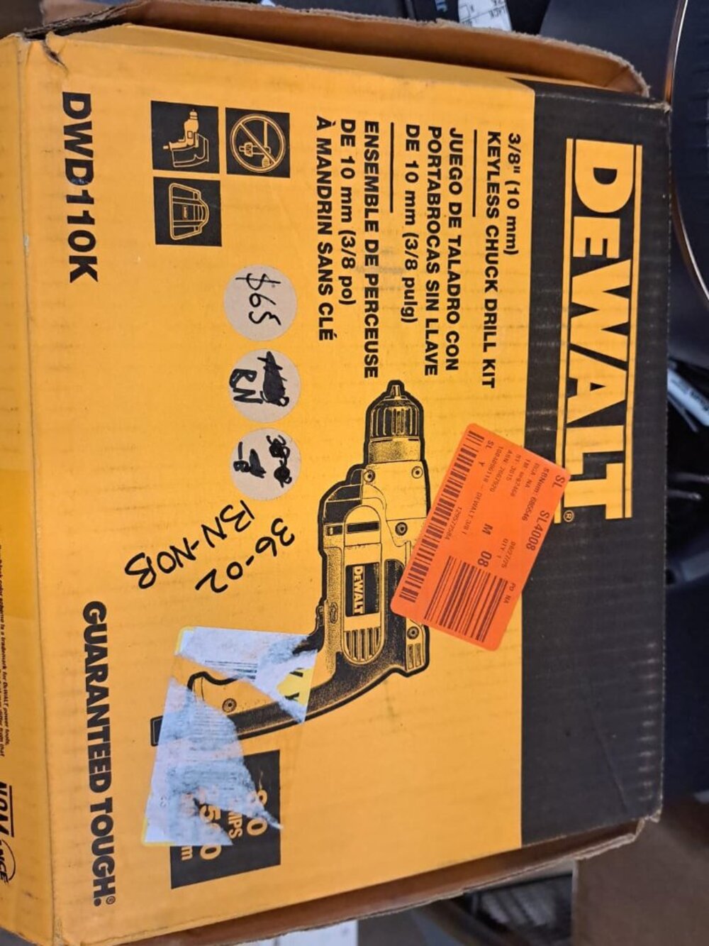 DEWALT 3/8-inch Heavy-Duty VSR Pistol Grip Drill with Keyless Chuck